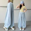 Pantalones Deportivos Anchos Nuevos de Verano para Niñas, Pantalones Casuales Rayados Sueltos, Pantalones Delgados Versátiles Estilo Coreano para Niños Mayores