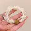 Goma para el pelo de organza con pedrería Estilo suave Cuerda para el pelo de gasa plisada Goma para el pelo simple de alta elasticidad para mujer