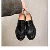 Sapatos de Salto Grosso Estilo Britânico Retrô, Mocassins de Couro Genuíno, Novos Sapatos de Couro de Búfalo Outono e Inverno para Mulheres Atacado