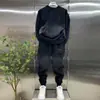 Terno Masculino de Outono da Moda com Forro de Lã, Calças Masculinas Engrossadas, Calças Casuais Longas Jogger Largas Masculinas com Mangas Longas