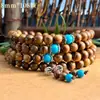 Pulseira de contas espaçadoras DIY de pau-rosa preto com 108 contas, contas de oração budistas, contas de oração de madeira de múltiplos fios, pulseira unissex, joias