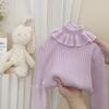 Tricô de Gola Alta Outono e Inverno para Meninas Bebê Menina 2025 Macio Cera Gola Boneca Camada Base Infantil Top de Inverno