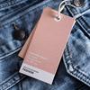 Ropa etiqueta de bolsa personalizada en stock etiqueta de tienda de ropa personalizada logotipo de marca registrada de ropa papel pequeño Listado personalizado
