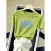 Esencial de Verano Estilo Coreano Moderno Versátil Camiseta Blanca de Algodón Cuello Redondo Manga Corta para Mujer