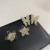 Aretes de plata S925 tejidos a mano con cuentas de cristal, aretes de hada con mariposas y flores, aretes dulces y femeninos B411