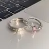 Anillo de Pareja de Estrella para Mujer Par de Anillos Simples de Regalo para Hombre Par de Anillos Anillo de Comida Ajustable Versátil Regalo para el Festival Tanabata