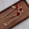Estilo Antiguo borla de rosa Perla lateral Horquilla en forma de U vintage para novia tocado para ropa de brindis horquilla de aleación horquilla