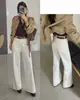 Jeans Flare de Outono TOP Estilo Europeu Popular Versátil de Comprimento Total com Stretch 360 Graus e Cinto 61839
