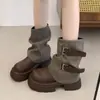 Botas Martin retrô de sola grossa e salto grosso para mulheres, nova coleção de outono 2026, botas de cowboy western, emagrecimento e aumento de altura, botins para mulheres
