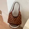 Bolso de mujer transfronterizo, modelo nuevo 2026, diseño de nicho, gamuza de lunares, bolso de hombro color-blocking, bolso de axila retro a la moda