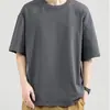 Camiseta de Manga Corta de Algodón Puro de Peso Pesado para Hombre, Corte Holgado, Transpirable, Suave, Versátil Camiseta Casual de Algodón