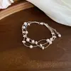 Pulsera Barroca Exquisita de Flor de Zircón y Perla Redonda, Pulsera de Lujo Ligero y Gama Alta, Joyería de Mano Dulce Retro Francesa