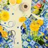 Papel Copia Limón Azul y Blanco Wx352 17g Dulce de Regalo Papel de Envoltura a Prueba de Humedad Estilo Chino Papel Decorativo de Pera