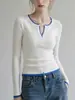 Suéter tejido blanco de corte ajustado para principios de otoño, nueva colección 2026 para mujer, top chic y moderno de estilo francés que te hace lucir más joven