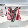 Bolsa de Lona Transfronteiriça Feminina Grande Capacidade 2025 Novo Verão Casual Ombro Sacola de Compras Listrada Classe Tote Bag