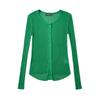 Cardigan feminino de malha com manga comprida e corte slim, estilo pivô fino, com abotoamento simples e protetor solar, verão 2024