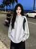 Sudadera de Patchwork con Bloques de Color, Media Cremallera y Cuello Alto, Estilo Callejero Individualista de Hong Kong, Otoño Invierno, Top Casual Versátil, ins