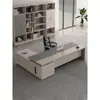 Mesa de Escritório e Cadeira para Chefe Combinação Moderna Simples Mesa Executiva Presidente Gerente Supervisor Mobiliário de Escritório de Alto Padrão