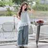 Conjunto de Verão para Meninas 2026 Novo Modelo para Alunas do Ensino Fundamental, Conjunto de Duas Peças com Colete de Lantejoulas para Crianças Maiores, Roupa de Verão Fina Estilo Coreano para Crianças