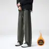 Pantalones Casuales de Tres Rayas para Hombres y Mujeres, Moda de Primavera Estilo Americano Pierna Recta Forrados de Polar Largos, Versátiles
