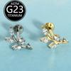 Joias para Piercing em Liga de Titânio F136 com Zircônia Cravejada de Diamantes em Formato de Folha para Lábios, Argolas para Lábios, Piercings para Nariz, Piercings de Cartilagem da Orelha e Piercings de Osso da Orelha