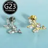 Piercing Labial Stud de Titânio F136 com Design de Flor Relâmpago e Cravação de Zircônia, Joia para Body Piercing com Corpo de Titânio de Grau Cirúrgico, Produto em Estoque do Fabricante