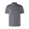 Camiseta de punto Jacquard transpirable CsmySlight Vogue de lana ligera, cuello medio, manga corta para hombre