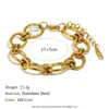 Pulseira de Corrente Circular Feita à Mão Europeia e Americana Mengjia Aço Inoxidável Banhado a Ouro 18K Moda Versátil Personalizada Hip-Hop Colar