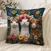 Funda de Almohada de Perro de Alpaca Más Vendida Transfronteriza, Linda Funda de Cojín Decorativa para Dormitorio de Gato, Hogar, Sofá