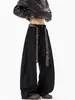Pantalones Casuales de Pierna Ancha Finos de Primavera Unisex, Pantalones a Cuadros Retro con Cinturón Estilo Old Money