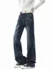 Jeans de retazos con remaches estilo americano, unisex, colección de otoño, estilo high-street, con patrón de bigotes de gato, ligeramente acampanados, pantalones largos, marca de moda, efecto adelgazante, pantalones de pierna recta