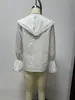 Nueva Camisa Blanca de Manga Larga Dulce de Primavera Diseño de Cárdigan con Cuello de Muñeca Femenino Top Chic de Nicho