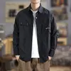 Jaqueta casual de trabalho nova primavera 2026, camisa popular masculina estilo americano, oversized, com múltiplos bolsos