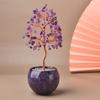 Em estoque fornecimento citrino natural fortuna árvore tecida à mão decoração casa artesanato cristal árvore fortuna