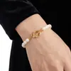Misterioso Set de Pulsera y Collar de Perlas de Agua Dulce Retro Europeo y Americano, Suave y Elegante, Joyería de Acero Inoxidable para el Día a Día