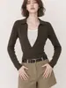 Suéter Tejido de Estilo Vintage Old Money con Solapa, Falso Dos Piezas, Nuevo Otoño 2026 para Mujer, Ajuste Delgado, Versátil, Elegante