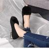 [Piel de conejo auténtica] Nuevos zapatos de felpa para mujer, otoño e invierno, para exteriores, de una sola capa, planos, sin cordones, de gamuza.