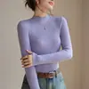 Top interior de cuello alto medio para mujer, nueva colección otoño/invierno 2026, fino y cómodo, corte ajustado, elegante top interior blanco de manga larga
