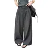 Nuevos pantalones casuales de otoño de un solo botón, cintura alta, adelgazantes, color liso, versátiles para el uso diario, elegantes pantalones de pierna ancha