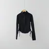 Chamarra de Yoga para Mujer Otoño 2026, Top Ajustado con Cordón, Manga Larga, Cuello Alto, Deportiva, Fitness, Casual