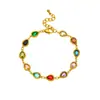 Moda Europea y Americana Nuevo Pulsera de Cadena de Piedras Preciosas Coloridas Gota de Agua Cuadrado Ovalado Circonita Incrustada Joyería de Acero Inoxidable