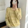 Suéter de punto a rayas con cuello redondo para mujer, nuevo diseño otoño e invierno 2026, holgado, casual, adelgazante, top suéter de pelo de mapache