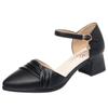Zapatos de Mamá, Nuevo Estilo Verano 2025, Suela Suave, Sandalias Cómodas de Trabajo para Mujer, Punta Cerrada, Correa Única, Zapatos Huecos Negros de Una Sola Correa