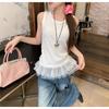 Chaleco de Encaje con Empalme Estilo Ballet para Mujer 2025 Nuevo Diseño Primavera y Verano Capa Interior sin Mangas Camisa Base Superior