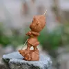 Talla de Tuya Artesanía en Madera Sol Wukong Adornos para Coche Rey Mono Pie de Mango Rey Mono Rey Mono
