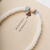 Pulseira de Raiz de Bodhi Jade Branco DIY Lírio Madeira Flor de Ameixeira Círculo Duplo Conta de Buda Conta Estrela Lua Bodhi