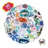 50 peças de adesivos de vida marinha decorativos para patinete, guitarra, mala, diário de bordo, mesa, copo de água, adesivos à prova d'água, atacado