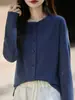 Nuevo Cárdigan de Punto con Cuello Redondo de Terciopelo Alemán para Otoño e Invierno 2025, Manga Larga, Color Puro, Lentejuelas, Holgado, Versátil, Top Chaqueta para Mujer