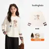 Pudding Haru colección de invierno, ropa para niñas, top con estampado de dibujos animados, nuevo estilo de invierno 2026, lindo conjunto de dos piezas de camiseta de manga larga para niños