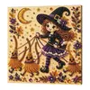 Set de Arte de Pintura de Diamantes DIY de Halloween Transfronterizo con Pegatinas de Perlas, Pintura Decorativa para Colgar en la Pared con Atmósfera Festiva